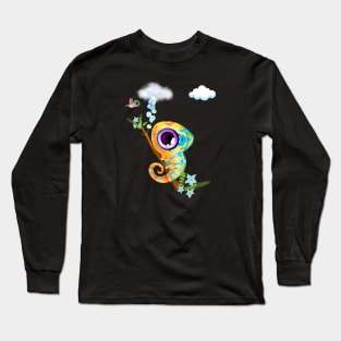 Cute lizard hummingbird friends Long Sleeve T-Shirt